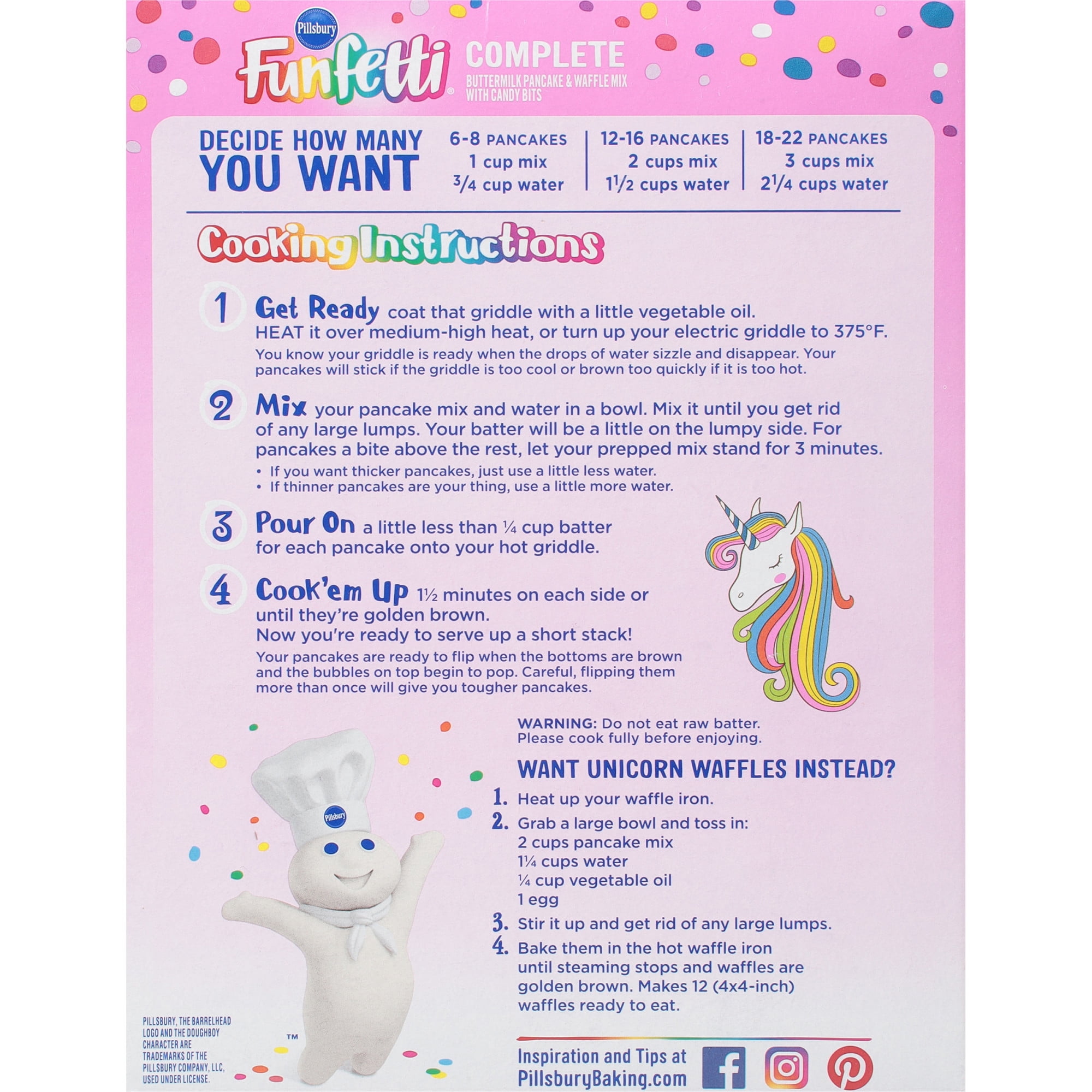 (6 pack) Pillsbury Funfetti Unicorn Complete Buttermilk Pancake and Waffle Mix, 28 Oz Box