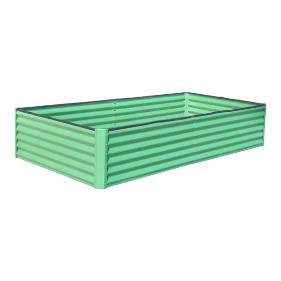 Raised Garden Bed Metal Galvanized Elevated Above Ground Standing Planters Boxes 6x3x1 Large Outdoor Rectangle for Vegetables Flower Herb, Green