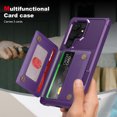thumbnail image 5 of Feishell Back Wallet Case for Samsung Galaxy S24 Ultra, Premium PU Leather Flip Kickstand Cover with 3 Card Slots, Double Magnetic Clasp Shockproof Car Mount Phone Case for Galaxy S24 Ultra, Purple, 5 of 7