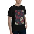 thumbnail image 2 of Bingfone Roses Skulls Men'S Loose Fit Short-Sleeve Pocket T-Shirt, 2 of 7