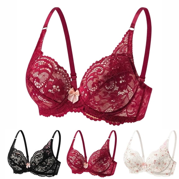 PNTUTB Women's Lace Lingerie Wireless Comfortable Breathable Everyday Bra Adjustable Side-Smoothing Underwear Pushing-Up Anti-Sagging Bras