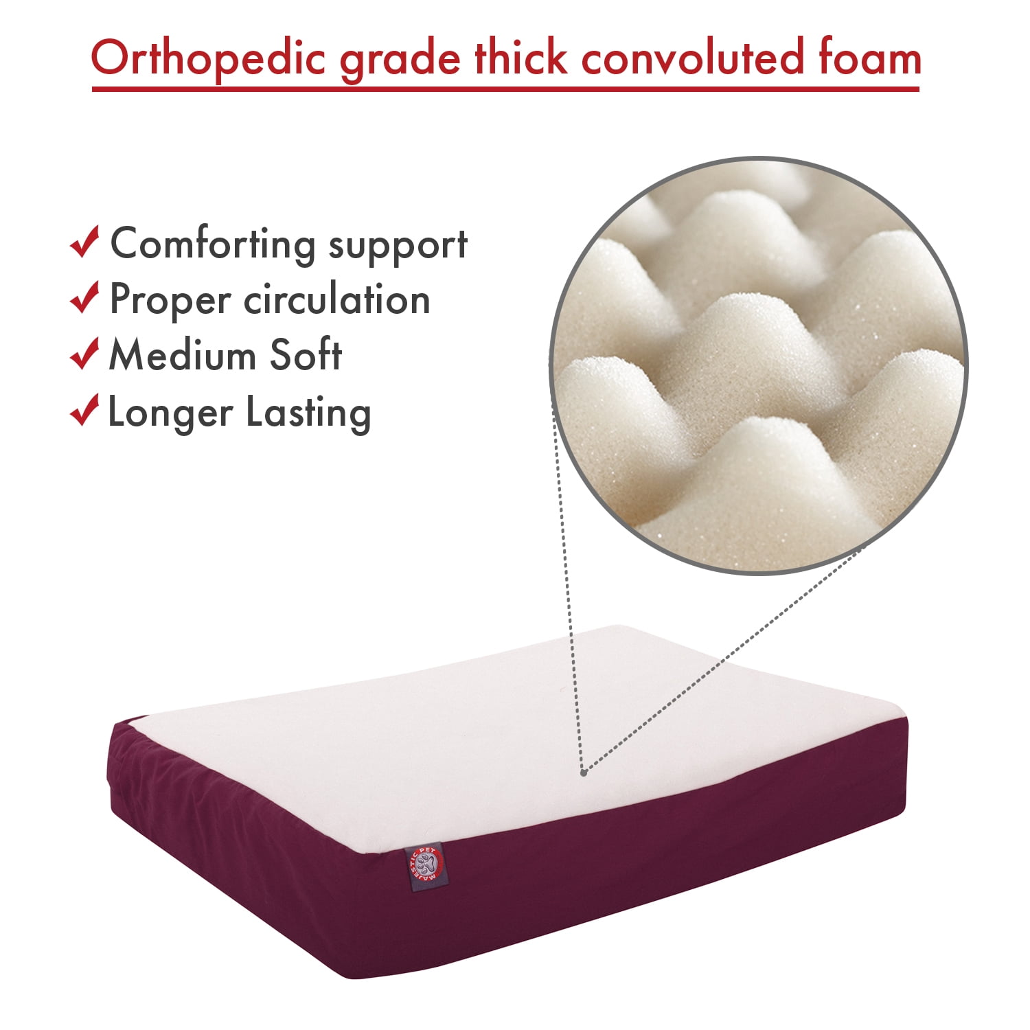 Majestic Pet Poly/Cotton & Sherpa Orthopedic Double Dog Bed Soft Sherpa Cushion