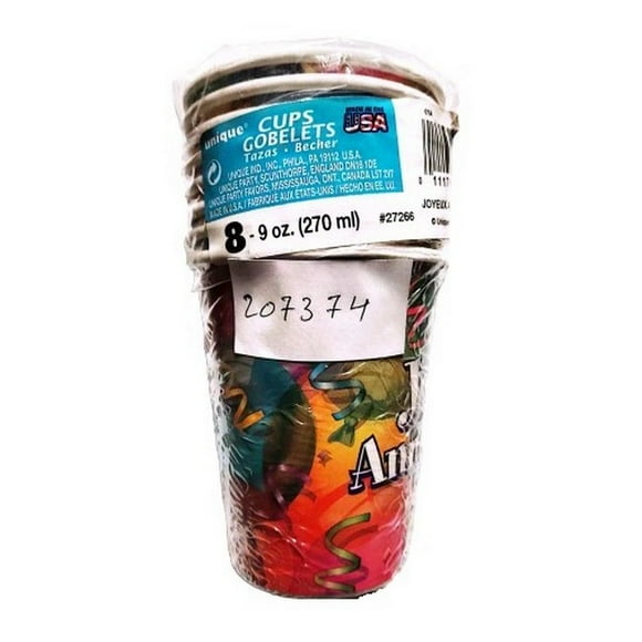 Unique Party Joyeux Anniversaire Party Cup (Pack of 8)
