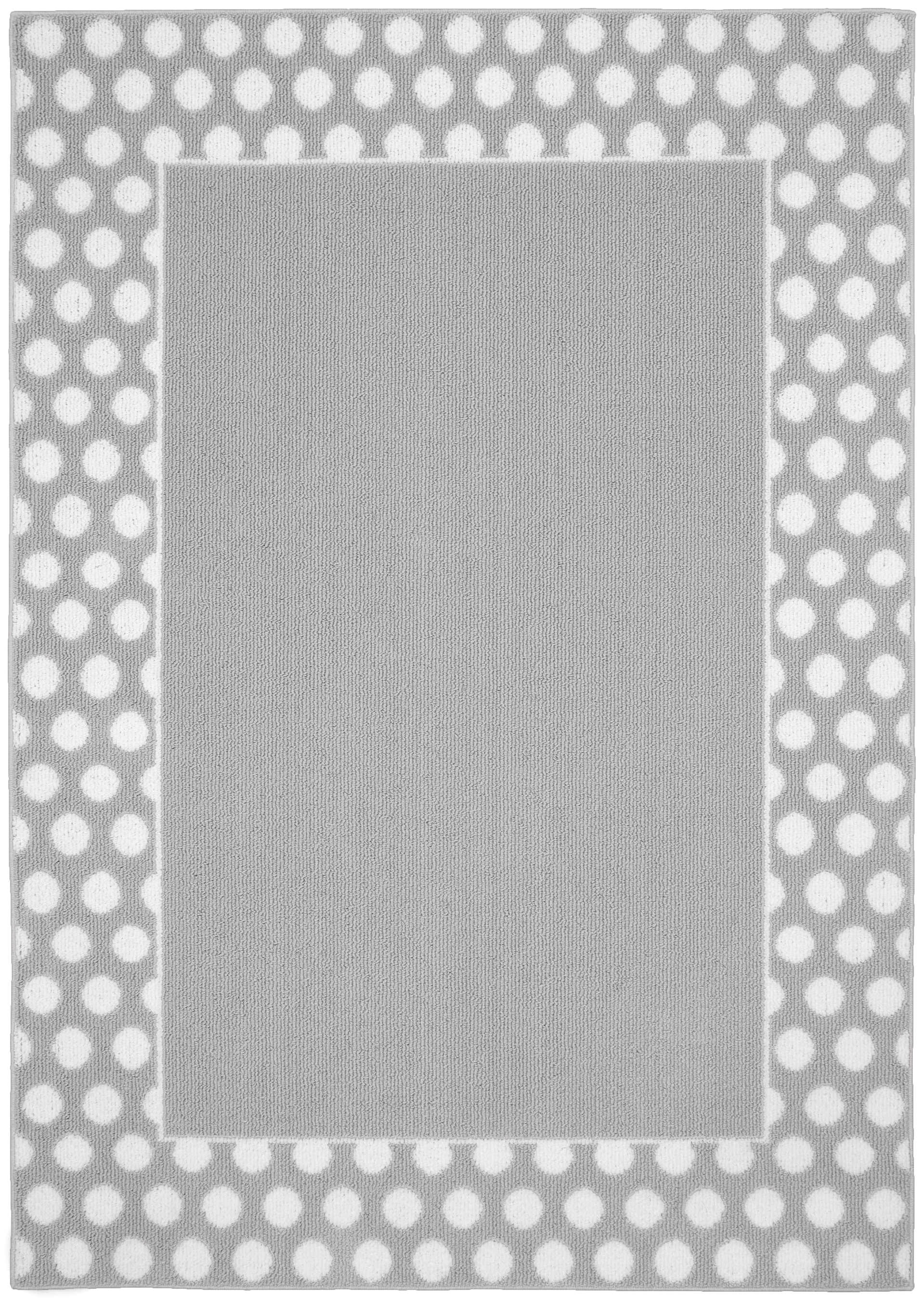 Garland Rug Polka Dot Frame Silver/White 5'x7' Indoor Area Rug