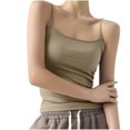thumbnail image 2 of Sentmoon Débardeurs pour Femmes Coupe Ajustée à Bretelles Spaghetti Hauts Tendance pour Femmes 2025 Col Rond Couleur Unie Camisole Sans Manches 2025 Été Confortable pour Dames pour Vacances à la Plage Vert G, 2 of 6