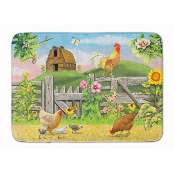 Rooster On Fence Machine Washable Memory Foam Mat