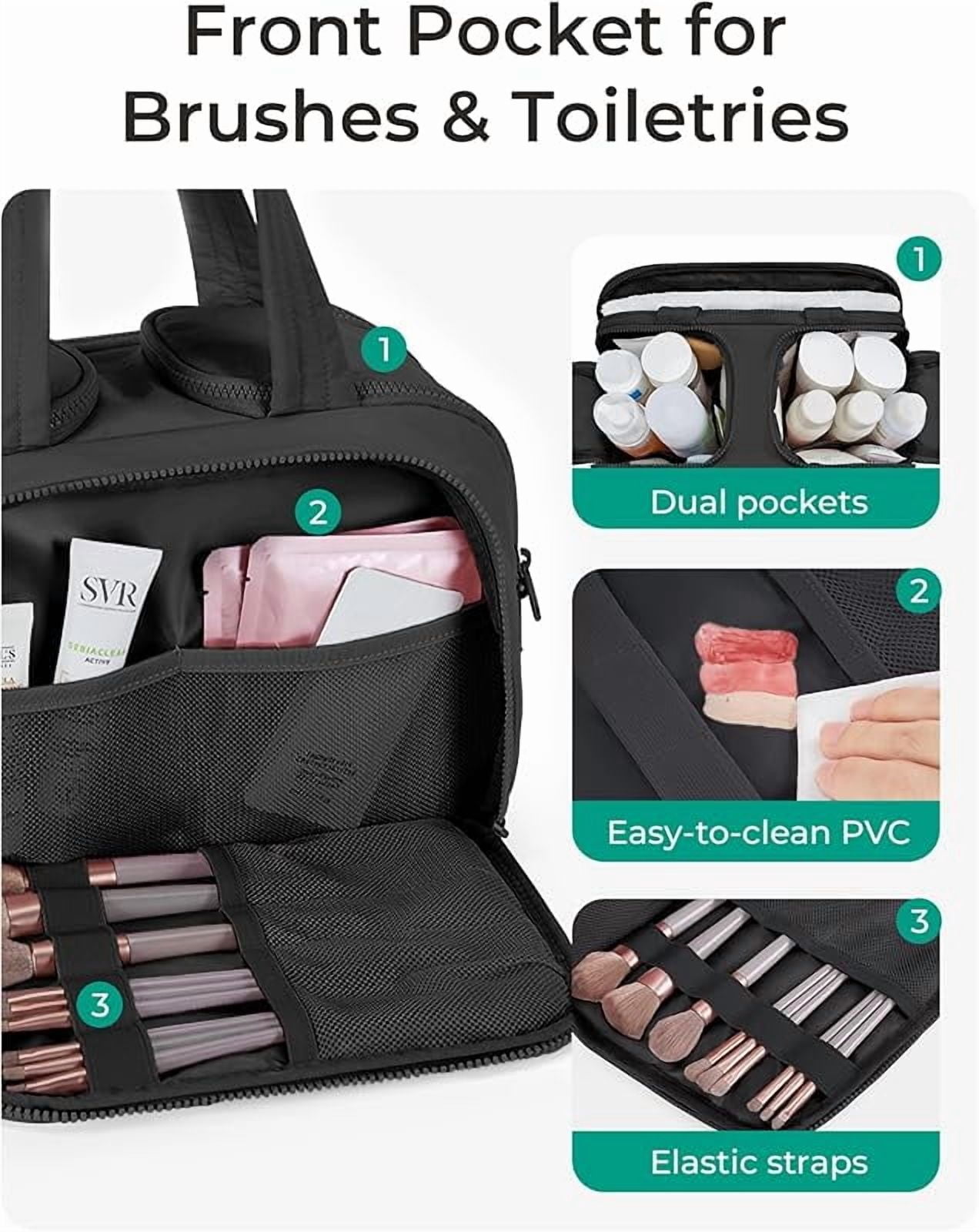 Lightweight Large Travel Toiletry Bag - Women’s Dry Wet Separation Cosmetic Organizer, Wide-Open Leak-Proof 4-Compartment Toiletry Storage (Vacation/Camping)