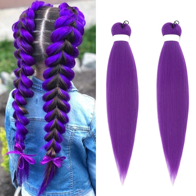 Trenza ignífuga de 2 piezas de 26 pulgadas, preestirada, de pelo sintético para trenzas DIY, para festivales, extensión de 90 g