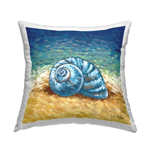Stupell Industries Nautilus Shell on Beach Square Decorative Printed Throw Pillow, 18 x 18