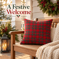 thumbnail image 5 of Christmas Tartan Plaid Throw Pillow, Holiday Decor Cushion for Sofa, Couch, Bed, Living Room, Bedroom, Porch, Office and Festive Fall Winter Home Decoration​, Red, 5 of 7