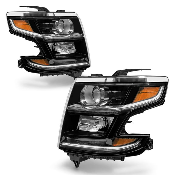 ADCARLIGHTS for 2015 2016 2017 2018 2019 2020 Chevy Suburban/Chevy Tahoe Headlight Assembly 16-19 Chevrolet Suburban 3500HD Chrome Housing Amber Reflector Replacement Pair