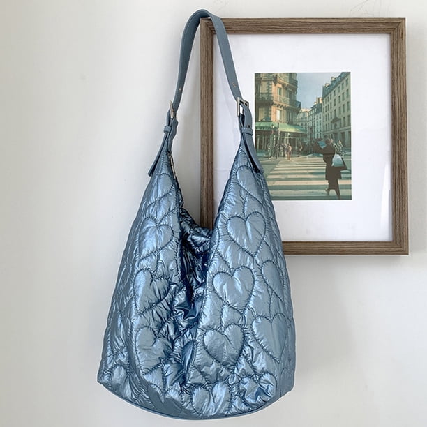 Bolso espacial de moda para mujer con cremallera acolchada enrejado bolso de invierno de cuero ligero Hugtrwg Para estrenar