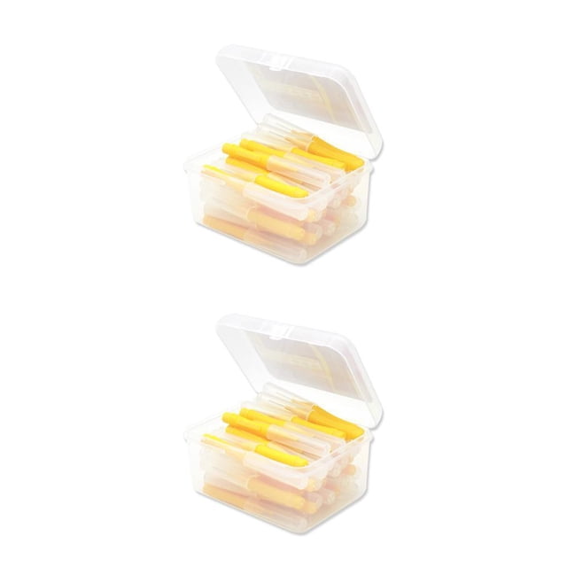 Vogacara 40 Uds. Cepillo interdental flexible Push-Pull cepillos de de plástico herramienta de higiene bucal de mano viaje doméstico Amarillo 0.4 mm 2piezas