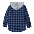 thumbnail image 6 of LNWUY Men's Flannel Hoodie Shirts Casual Button Down Plaid Shirt Jackets for Men Long Sleeve Stylish Hooded with Pocket Blue XXL, 6 of 7