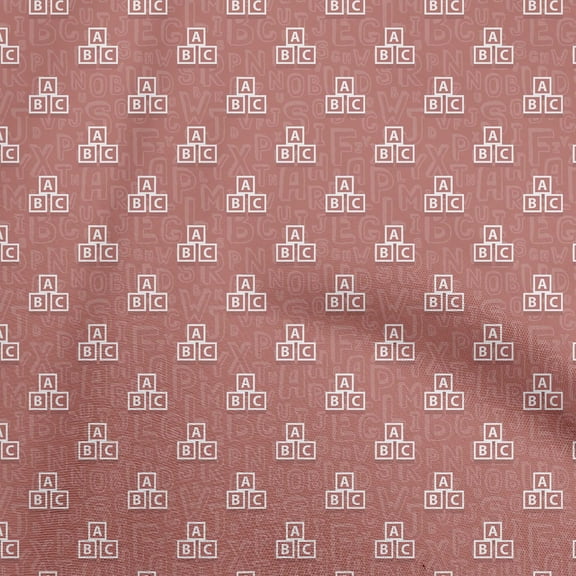 oneOone Cotton Silk Pink Fabric Kids Alphabet Dress Material Fabric Print Fabric By The Yard 42 Inch Wide