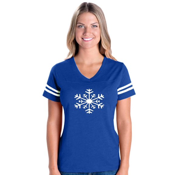 MmF - Womens Football Fine Jersey T-shirts, up to Size 3XL - Christmas Snowflake
