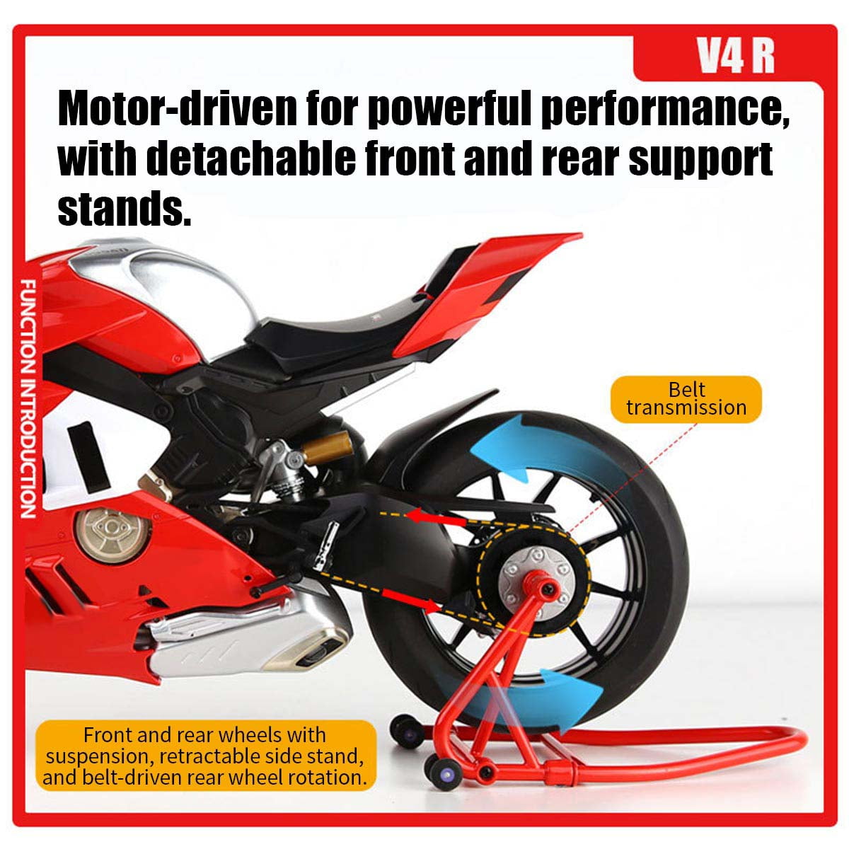 Dynamic Motorcycle Model, 1/6 Scale Alloy Motorbike with Ignition System, Light and Sound Effects & Smoke Spray, Idea for Desktop Display and Room Decor, Gift for Adults & Teens (Red)