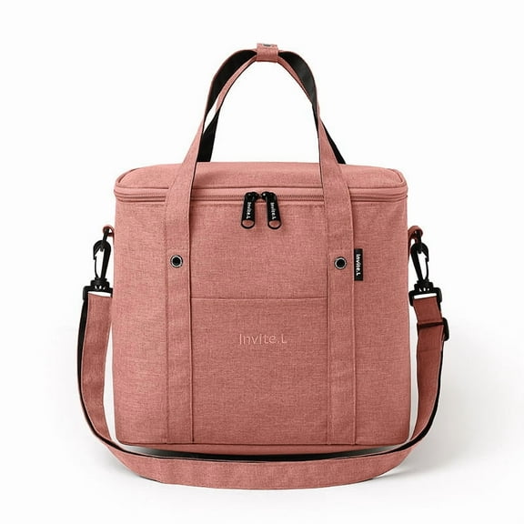 1 Pack Insulated Reusable Grocery Bags -Thermal Bags for Hot & Cold Food, Shopping, Picnics, Food Delivery, Pink