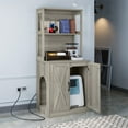 thumbnail image 3 of Dextrus Large Hidden Litter Box Enclosure with Shelves and Doors, Wooden Furniture, Grey, 3 of 8