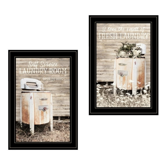 Trendy Decor 4U Laundry Room Framed Wall Art With Earthtone Finish V537-704G
