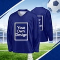 thumbnail image 2 of MGDXOX Kids Long Sleeve Customizable V Neck Sport Jersey Lightweight Mesh Fabric Spring Summer Personalized Sports Practice Team Wear Blue 14-15Years, 2 of 9
