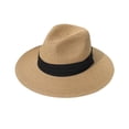 thumbnail image 5 of Rodiuiu Panama Hat Women Men Wide Brim Straw Beach Hat Ribbon Decor Breathable Elastic Fit Summer Sun Hat Vacation Accessory, 5 of 8