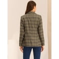 thumbnail image 4 of DARING DIVA Women's Boyfriend Notched Lapel One Button Blazer Suit Plaid Blazer Jacket XS Blue Brown, 4 of 6