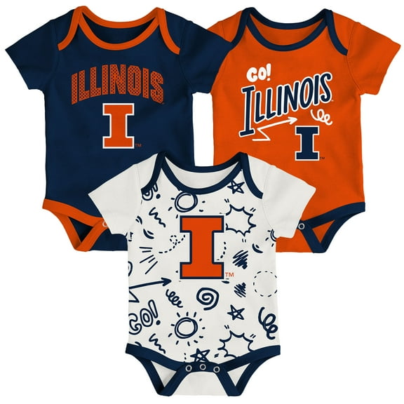 Newborn & Infant Outerstuff Illinois Fighting Illini Three-Pack All Day Play Bodysuit Set