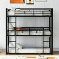 thumbnail image 3 of Harper & Bright Designs Metal Triple Bunk Bed Twin Over Twin Bunk Bed with Ladder and Safety Guardrail 3 Bunk Bed for Living Room Bedroom, Black, 3 of 8