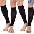 thumbnail image 2 of (2 Pair) Big and Tall Compression Socks for Women and Men 20-30mmHg Open Toe - Plus Size Compression Support Hose Wide Calf for Swelling Pain Edema Recovery Nursing - Black, 7X-Large, 2 of 12