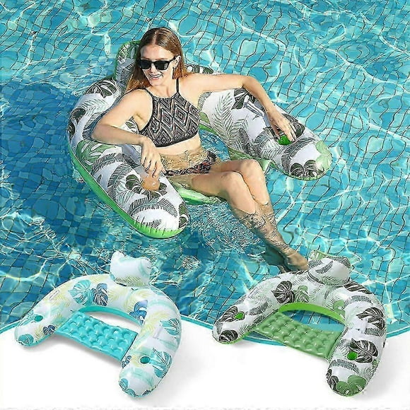 Inflatable Pool Float Lounger, Comfortable Sling Seat, Back Rest, Cup Holder, Dry Cover Floatie Pool Party Beach Lake Durable