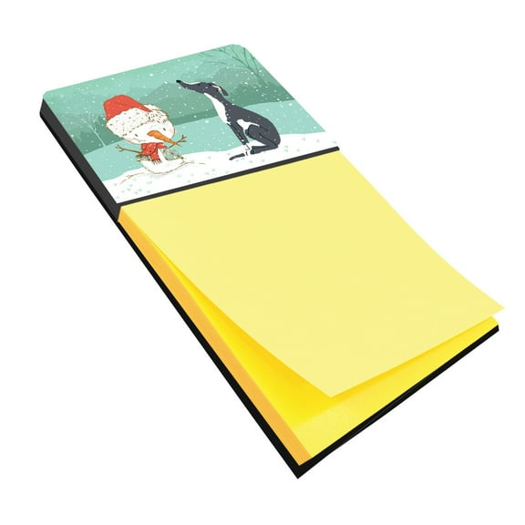 Black Greyhound Snowman Christmas Sticky Note Holder
