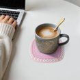 thumbnail image 4 of Unique Bargains 1 Pc Square Pearl Heat Insulation Mat Drink Coaster Pink Cotton rope, 4 of 5