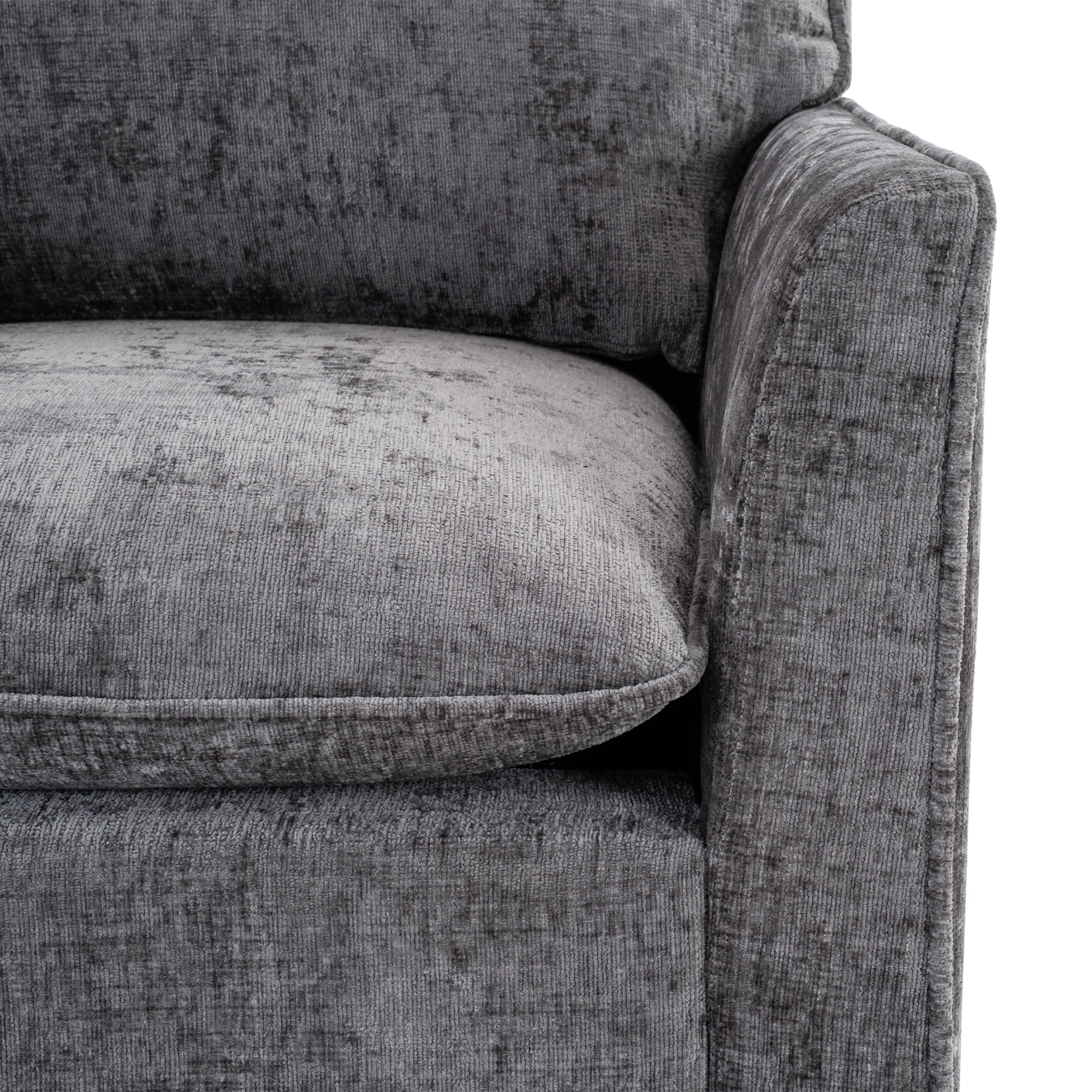 PORKISS 360° Swivel Accent Chair, Chenille Upholstered Bedroom Chair with Thick Cushion & Metal Base, Modern Reading Armchair for Living Room/Bedroom, Grey