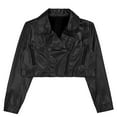thumbnail image 2 of Doomiva Kids Girls Metallic Motorcycle PU Jacket Sparkly Zip Up Moto Biker Coat Outwear Boys Dancewear Streetwear Black 8, 2 of 6