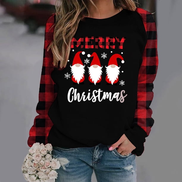 Pntutb Navidad moda mujer Casual manga larga impreso señoras sudaderas tops Pntutb Pntutb-2537