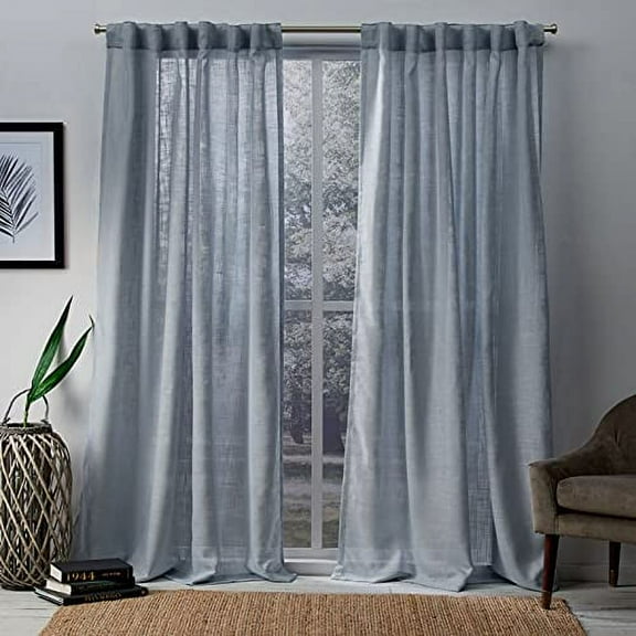 Exclusive Home Bella Sheer Hidden Tab Top Curtain Panel Pair, 54"x108", Melrose Blue