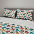 thumbnail image 2 of Animal Comforter & Sham Bedding Set, Retro Style Colorful Animals with Tusks Cartoon Style Wildlife Savannah Concept, 3 pcs Duvet Set Microfiber Filling Quilt, 5 Sizes, Multicolor, by Ambesonne, 2 of 4
