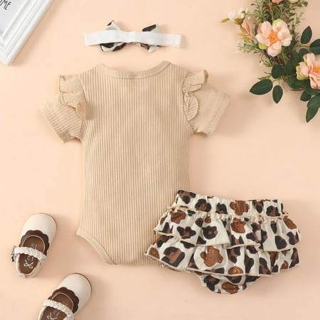

TOWED22 First Birthday Outfit Girl Kid Baby Girls Sleeveless Halter T-Shirt Floral Top Dress Denim Shorts 2Pcs Summer Clothes Set Beige