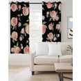 thumbnail image 2 of Peach Blackout Curtains for Bedroom/Living Room, Thermal Insulated Kitchen Curtains, Spring Floral Green Leaf Botanical Pink Fruit Black Grommet Darkening Window Treatment Drapes 52"x84"x2, 2 of 8