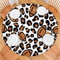 thumbnail image 2 of Brown Footballs with Leopard Spots Pattern Round Fitted Tablecloth with Elastic Edge,Dining Table Cover Waterproof,Outdoor Round Tablecloth for Camping,Dining,Indoor and Outdoor, 2 of 7