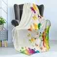 thumbnail image 4 of Colorful Soft Flannel Fleece Throw Blanket, Silhouettes of Butterflies Freedom of the Nature Festival Artwork Print, Cozy Plush for Indoor and Outdoor Use, 50" x 60", Multicolor, by Ambesonne, 4 of 5