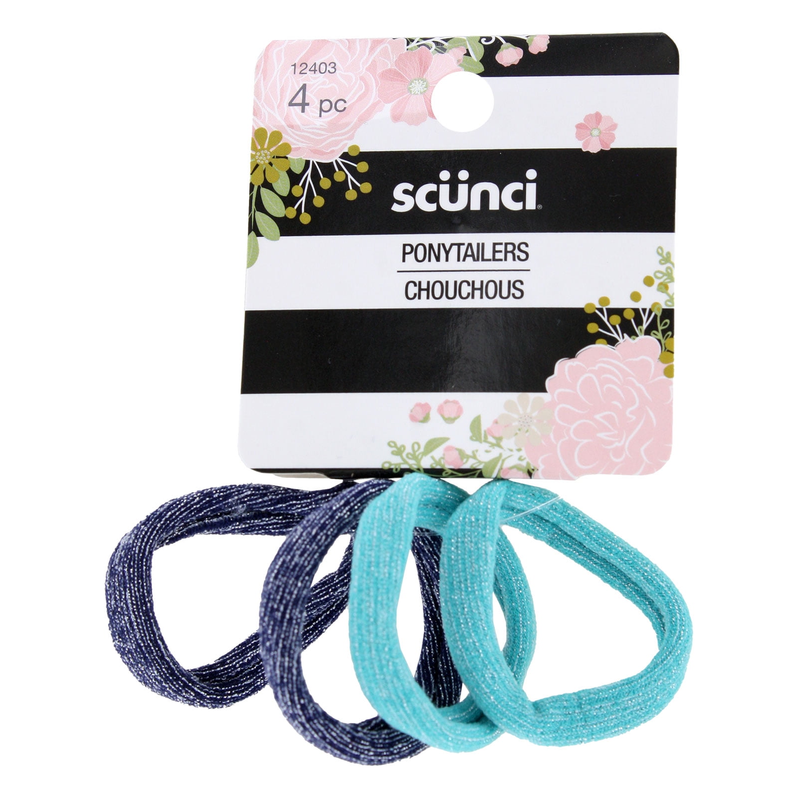 (4 pack) Scunci Hair Ponytailers, Assorted Colors, 4-Pieces