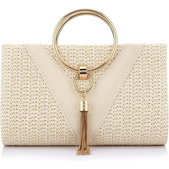 CAILDANL Women Straw Bag Crossbody Clutch Evening Clutch Purse Beach Shoulder Handbag