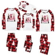 thumbnail image 5 of Family Christmas Pajamas Matching Sets Letter Graphic Long Sleeve Crewneck Shirts and Plaid Long Pants Cute 2 Piece Pj Loungewear Party Trendy Sleepwear, 5 of 6