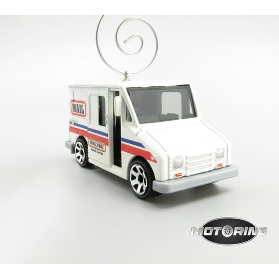 Mail Delivery Service Truck White Car Rare Christmas Tree Ornament Diecast