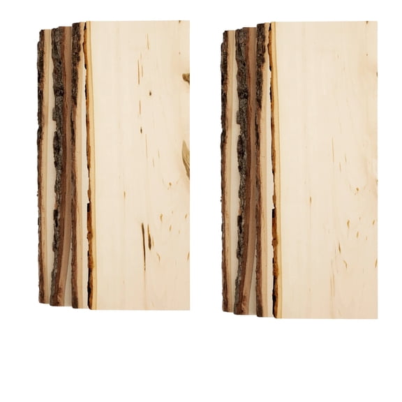 RUSTIC BASSWOOD BARK EDGE PLANK, 0.69" X  6"  X 23", 8 PACK BY FOGGY BOTTOM WOODWORKS LLC