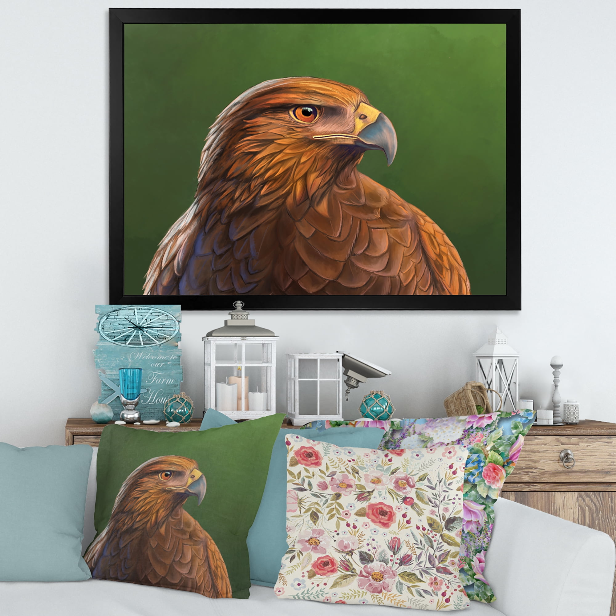 Designart 'Close UP Of Harris Hawk Bird' Traditional Framed Art Print