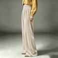 thumbnail image 4 of Karymi Solid Velvet Wide Leg Pants Woman, Elastic High Waist Pleated Full‑Length, Drapey Casual Pants with Side Pockets, 4 of 5