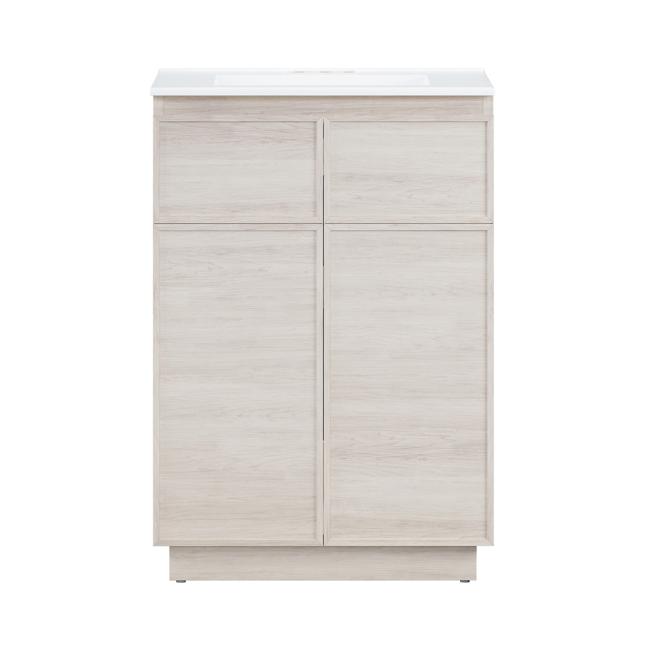 St. Tropez 24" Freestanding Bathroom Vanity in White Oak with 3-Hole Centerset Sink Top